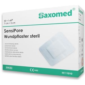 Steriele wondpleisters, 7 x 5 cm, steriele pleisters, gevoelig, 50 stuks afzonderlijk verpakt, latexvrij