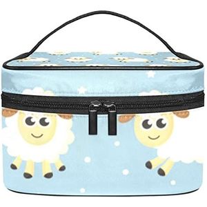 Naadloze Sweet-Dreams Schapen Grappige Dieren Make-up Organizer Bag, Reizen Make-up Tas Organizer Case Draagbare Cosmetische Tas voor Vrouwen en Meisjes Toiletartikelen, Meerkleurig, 22.5x15x13.8cm/8.9x5.9x5.4in