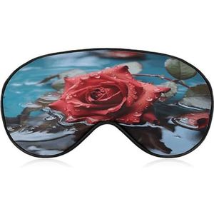 Oogmasker, rode roos in water bedrukt slapend oogmasker, nachtoogmasker, verduisterende slapende oogmasker, reizen oogmasker