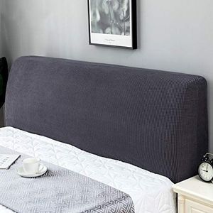 Hoofdborden Hoes Stretch Hoes Rugleuning Hoes All-inclusive Hoofdeinden voor bedden Hoes Beschermend Hout Leren Bed Stofhoes Gebogen (Color : Grigio Scuro, Size : 220-240cm)