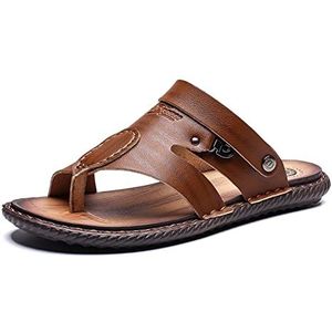 Heren ring teen slippers, zomer teen aparte platte schoenen, comfortabele ademende teen separator, voor pijnbestrijding hallux valgus bunion symptomen (Color : Brown, Size : 45 EU)