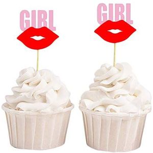 Darling Souvenir, Baby Shower It's a Girl Lip Cupcake Toppers, Gender Reveal Party Dessert Decoraties - Pack Van 20