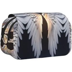 JEJEA Angel Wing Print Pen Etui Potlood Case Houder voor Potloden Make-up Multifunctionele Organizer Doos voor Adluts, Zwart, Eén maat, Toilettas