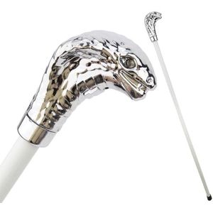 Aluminium Zilveren Slangenkop Wandelstok, met Ergonomisch Handvat Elegante Cosplay Wandelstok Knop Staf 36,61 Inch