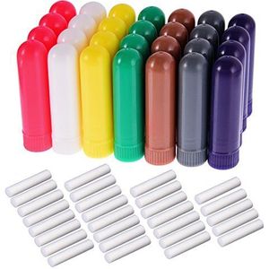 EBOOT Navulbare inhalator voor etherische olie, aromatherapie, 28 stuks, 7 kleuren, met lont, groen, Draagbaar