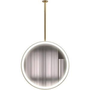 Ovale Dubbelzijdige Badkamerspiegel Met LED-verlichting, 3 Kleuren En 360° Draaibaar, Geschikt For Entrees, Inloopkasten Woningen(Gold,40x40cm)
