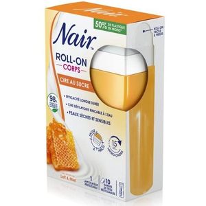 NAIR - Roll-On Suikerwas, met melk- en honingextracten, speciaal voor droge en gevoelige huid, met 10 herbruikbare strepen, afwasbaar met water, roll-on, 100 ml