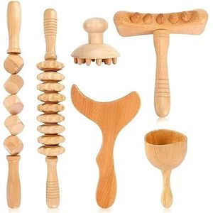 Bipily 3 Stuks Hout Therapie Massage Tools Maderoterapia Kit Rollers Houten Massager Handheld Houten Schraper Lymfedrainage Anti Cellulite Massager Release Cellulitis Pijn Spier