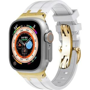 INSTR Rubberen Band Voor Apple Horloge Ultra 2 49mm Serie 9 8 7 45mm Zachte Sport Band Voor iWatch 6 5 4 SE 44mm 42mm Siliconen Armband(Color:White gold,Size:49mm 45mm 44mm 42mm)
