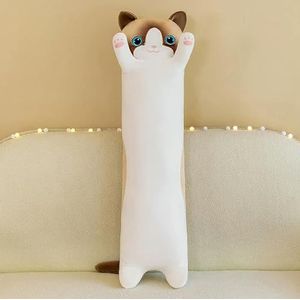 Giant Long Cat Plush Pillow Kawaii Soft Stuffed Toy Plushies Squishy Sofa Cushion Decor Birthday Gifts For Boys Grey 130cm 8