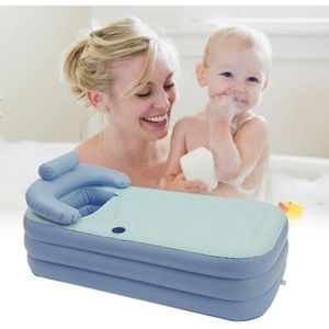 Draagbare badkuip voor volwassenen, opblaasbaar, pvc, opvouwbaar, SPA warm bad, kinderen opblaasbaar zwembad kinderbadje familie zwembad (bubbelbodem, blauw)
