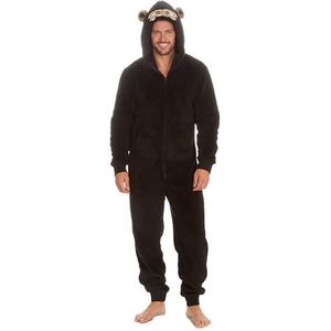 Sleep Snob Pyjama voor heren, onesie, pyjama met capuchon, fleece, eendelige pyjama, gorilla en tijger, Gorille, S-M
