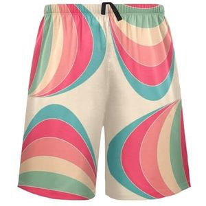 LI ZHI XIN Herenpyjamabroek, korte pyjamabroek, zomer casual shorts, elastische tailleband met trekkoord, rechte losse pasvorm met 2 zakken, S-XXL geometrische patronen, Meerkleurig, S