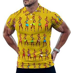 Afrikaanse Vrouwen Patroon Grappige Mannen Polo Shirt Korte Mouw T-shirts Klassieke Tops Voor Golf Tennis Workout