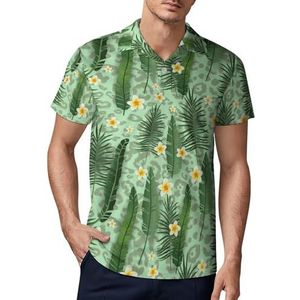 Groene huid en tropische bladeren heren golfpoloshirt slim fit T-shirts korte mouw casual print tops S