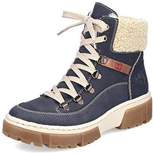 Rieker DAMES Enkellaarzen X8638, Vrouwen Veterlaarsjes,verwisselbaar voetbed,laarzen,chukka boot,korte laarzen,veterschoenen,Blauw (blau / 14),39 EU / 6 UK