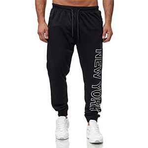 C-iN-C Heren joggingbroek, sportbroek, trainingsbroek, fitnessbroek, model 1421, zwart met wit, L