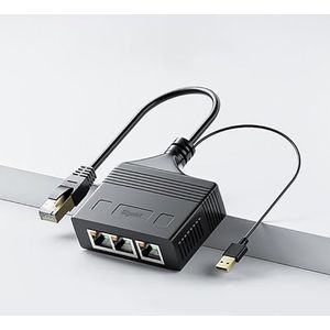 JMT RJ45 netwerkdistributeur 1 naar 3/4 Ethernet-adapter, internetkabelverlenger, RJ45-connectorkoppeling voor pc-laptop (1000 Mbps, 1 tot 3 mannelijk)