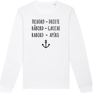 Sweatshirt Rabord – uniseks – gemaakt in Frankrijk – 100% biologisch katoen – cadeau voor verjaardag, Apero EVG, origineel, grappig, Wit, M