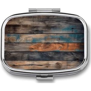 Kleine pillendoos met 2 compartimenten bruine textuur medicijnpillendoosje gepersonaliseerde pillendoos voor portemonnee reizen pillenorganisator draagbare dagelijkse pillendoos voor