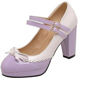 BGFCDFGV Lacrosse met strik kleurgeblokkeerde lakleren gesp,Purper,34 EU