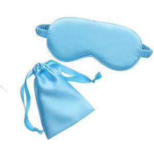 Zijden slaapmasker met draagtas, tas voor reizen, slaap, oogschaduw voor vrouwen, man, dutje, comfortabele ooglapje, helpt bij het rusten (hemelsblauw)