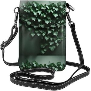 Groene Creeper lederen cross body flip telefoontas met afneembare schouderbanden, gebruikt voor reizen, dating, vakantiegeschenken, Zwart, Eén maat