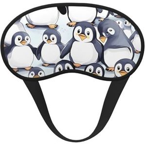 Slaapoogmasker voor dames en heren, zacht, comfortabel slaapmasker, verduisterend, slaapoogbedekking voor reizen, yoga, dutje, werk, veel schattige babypinguïns schets