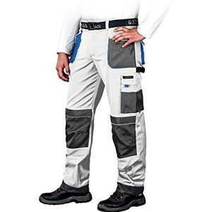 Leber&Hollman Werkbroek voor heren - veiligheidsbroek voor mannen - met zakken voor kniebeschermers - broek - werkkleding - wit/blauw - maat 56