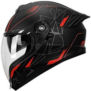 Motorhelm Systeemhelm Met Dubbel Vizier DOT/ECE Gecertificeerd Integraalhelm Scooterhelm Motorhelm Voor Dames En Heren I,L/57-58CM