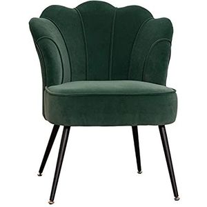 GEIRONV 1 stks fluwelen keuken eetkamer stoelen, met zwarte metalen benen woonkamer stoelen appartement balkon stoel 33 × 67 × 83 cm Eetstoelen (Color : Green)