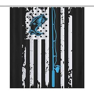 Vissen Amerikaanse Vlag Grappige Badkamer Douchegordijnen Waterdichte Decoratieve Gift Voor Badkamer Thuis Slaapzaal