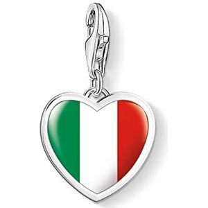 THOMAS SABO Charm Club hart vlag Italië bedelhanger 925 sterling zilver, Eén maat, edelmetaal emaille, Niet van toepassing.