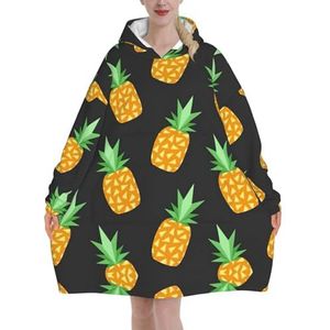 Ananas dames sherpa sweatshirt deken verlengt warme gezellige oversized draagbare zak hoodie volwassenen