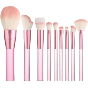 Multifunctionele Make-upborstel Make-up Kwastenset 9 Stuks For Foundation, Concealer, Oogschaduw, Blush Kwastenset Oogmake-up Kwasten voor Dames(Pink)