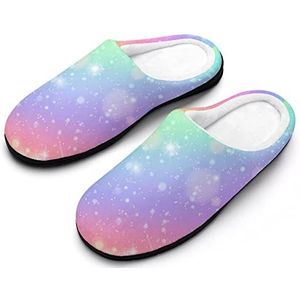 Glitters Rainbow Sky Katoenen Slippers Voor Vrouwen Warme Anti-Slip Rubber Zool Huisschoenen Voor Indoor Hotel 11-12 (42-43)