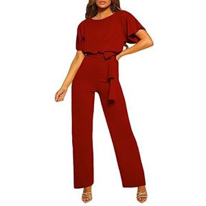 Dames jumpsuit, jumpsuit hoog getailleerde wijde pijpen voor dames S