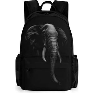 Portret van een olifant hoofd 16 inch laptop rugzak grote capaciteit dagrugzak reizen schoudertas voor mannen en vrouwen