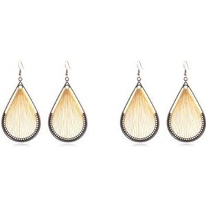 2 Pcs Water Drop Oorbellen String Mode Eenvoudige Lange Oor Draad Causale Haak Oorbel Party Charm Accessoires Verjaardag Geel, as description, Kunststof, als beschrijving