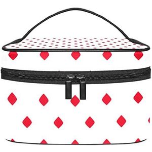 Make-up Organizer Bag, Reizen Make-up Tas Organizer Case Draagbare Cosmetische Tas voor Vrouwen en Meisjes Toiletries Rode Rhombus Patroon-01, Meerkleurig, 22.5x15x13.8cm/8.9x5.9x5.4in