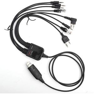 Programmerkabel voor walkietalkie, 8-in-1, USB-programmeerkabel, compatibel met Walkie Talkie Kenwood/QuanSheng/HYT/Motorola/YAESU/ICOM Radio