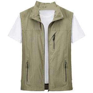 Hgvcfcv Heren vest lente en herfst dun casual ademend vest jas voor mannen jeugd, middelbare leeftijd en ouderen snel vest, Kaki, XL