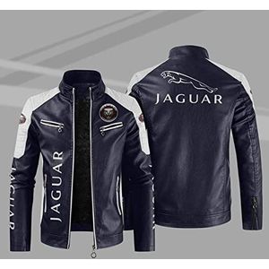Leren Bikerjack Voor Heren - Jaguar-print Casual Jacks Met Opstaande Kraag PU-motorjack Winddichte Jassen - Tienercadeaus-D||XXL