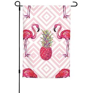 Chique Roze Flamingo Ananas Print Tuin Vlag 30x50cm Dubbelzijdige Yard Vlaggen Grappige Home Decor Voor Gazon Patio Outdoor