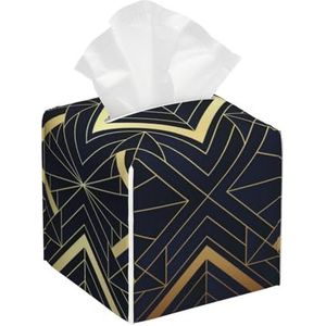 Art Deco Naadloze Blauw En Gouden Patroon, Tissue Box Cover Tissue Box Houder Tissue Dispenser Tissue Houder