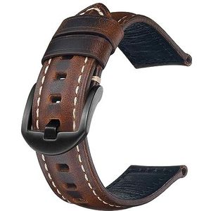 Chlikeyi Olie Wax Lederen Horloge Bandjes 20-24Mm Lederen Horlogeband Horloge Accessoires Voor Mannen, 22 mm, Leer