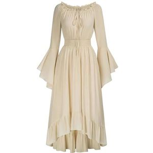 EMMHouse Middeleeuws renaissancekostuum Victoriaanse jurk voor dames, gothic, heksenjurk, cosplay jurken, Abrikoos, S