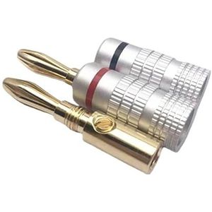 4/8/12/50 STKS Banaan Plug Voor Speaker Kabel 4 MM 24K Vergulde Dual Schroef Lock Speaker Draad Connector (Maat: 2 stuks, Kleur: Zilver)