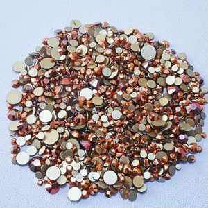 SS4-SS20 Mixformaat Helder Kristal Goud Plat Achter Strass Decoraties DIY Glitterstenen 3D Nail Art Accessoires - Roségoud - Mixformaat SS3-SS20