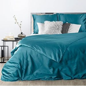 Eurofirany Hoogwaardig beddengoed tweekleurig effen katoen MAKOSATIN 3-delig 2-delig NOVA3 135x200 155x200 180x200 220x200 Mako (turquoise, 180 x 200 cm)